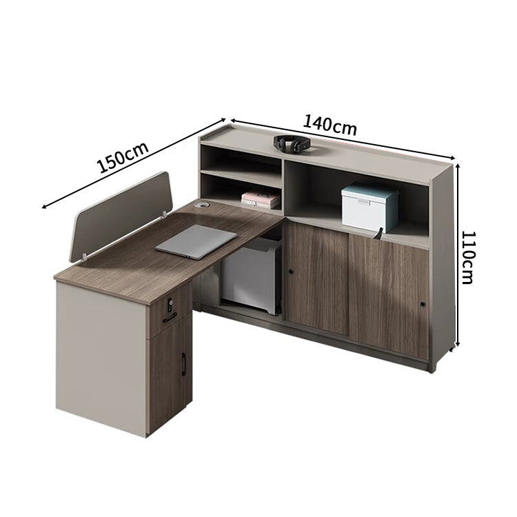 大容量収納　収納付きデスク　事務机　高級オフィスデスク　パーティション　サイドキャビネット　エコ板材　配線穴　オフィスデスク　エレガント　カスタマイズ可能　SL-BGZ-019