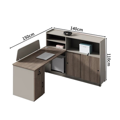 大容量収納　収納付きデスク　事務机　高級オフィスデスク　パーティション　サイドキャビネット　エコ板材　配線穴　オフィスデスク　エレガント　カスタマイズ可能　SL-BGZ-019