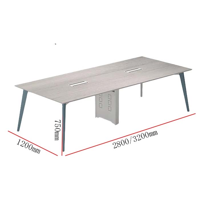 会議テーブル　研修用テーブル　長方形テーブル　テーブル　木目調　配線ダクト付き　配線孔付き　エッジパンド付き　メラミン化粧板　シンプル　グレー　カスタマイズ可能　CHICKAGU