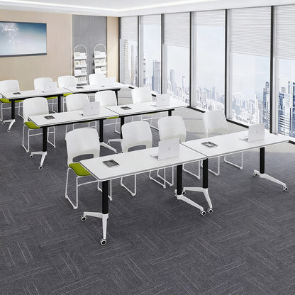 会議用テーブル　会議テーブル　テーブル　会議室　メラミン化粧板　折りたたみ可能　シンプル　ホワイト　厚い天板　カスタマイズ可能　HYZ-C082