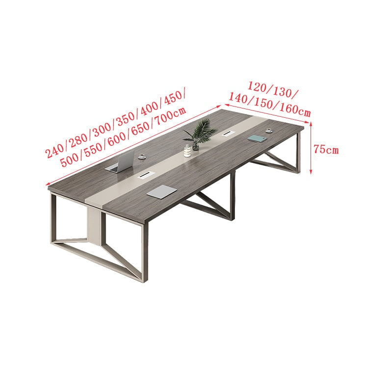 会議テーブル　研修用テーブル　ミーティング　会議　広々　厚み　スチールフレーム　頑丈　バイカラー　エコ板材　中間脚　安定性　三角構造　穏やか　落ち着き　上質 chickagu