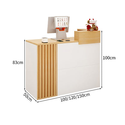 広い天板　厚み　上部天板　配線穴キャップ　収納　引き出し　オープン収納　メラミン化粧板　受付カウンター　受付台　カウンター　コンパクト　機能性　洗練　ナチュラル　ブラック　JDT-K-015