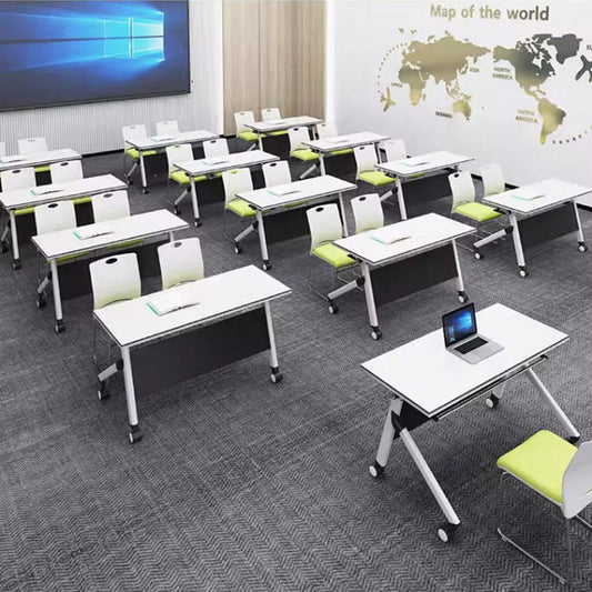 会議用テーブル　テーブル　キャスター　組み合わせ　折りたたみ　メラミン化粧板　落ち着いた　シンプル　ホワイト　カスタマイズ可能　HYZ-C084