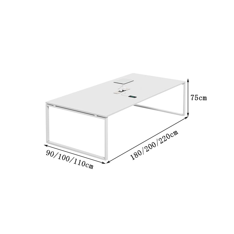 会議テーブル　応接テーブル　ミーティングテーブル　広い天板　マルチメディアコンセント　隠れ配線　中間脚　炭素鋼フレーム　エコ板材　パーティクルボード　簡素　機能的 chickagu