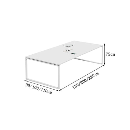 会議テーブル　応接テーブル　ミーティングテーブル　広い天板　マルチメディアコンセント　隠れ配線　中間脚　炭素鋼フレーム　エコ板材　パーティクルボード　簡素　機能的 chickagu