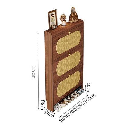 シューズボックス　下駄箱　玄関収納　靴収納　多段式　分類収納　藤編み模様の革　巾木よけ　下開き扉　実用　コンパクト　ロトロ　XG-C059　chicakagu