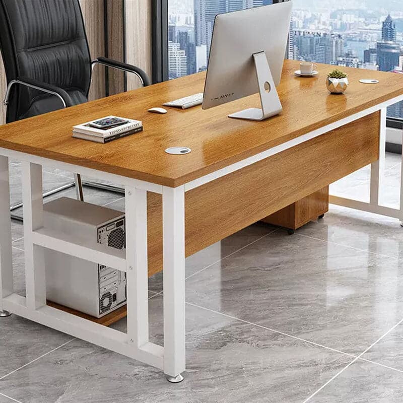 デスク　オフィスデスク　社長机　作業机　事務机　つくえ　エグゼクティブデスク　幕板付き　スチールフレーム　エコ素材　配線孔付き LBZ-405