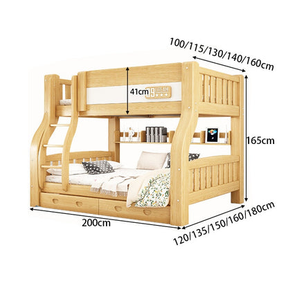 ベッド　二段ベッド　二段　子供用　天然パイン材　ベッドガード　梯子　階段　踏み台　角丸加工　丸み　収納　大容量　引き出し　多色　簡素　機能的　カスタマイズ可能　CHICKAGU