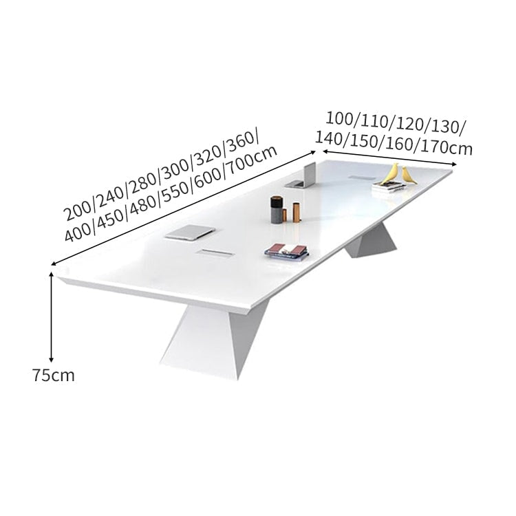 幾何学　デザイン性　配線ボックス　分厚い　幅広　テーブル　会議テーブル　ミーティング　商談テーブル　おしゃれ　上質　高級感　ホワイト　カスタマイズ可能　HYZ-C037　chickagu