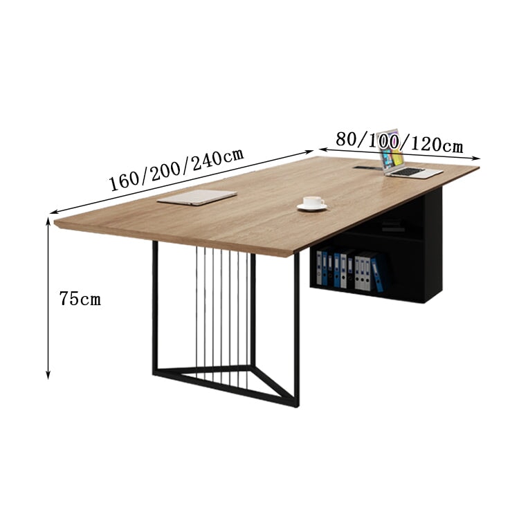 会議テーブル　長机　大型オフィステーブル　ミーティング　会議室　配線ボックス　スチールフレーム　厚い天板　斜めカット　収納棚　エコ板材　洗練　落ち着き　機能的　カスタマイズ可能　HYZ-C076  chickagu