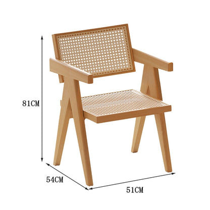 椅子　藤編み椅子　リビング　食卓椅子　いす　食事用　ラバーウッド　木製　肘掛け　三角構造　通気性　安全無臭　簡素　クラシック　ナチュラル　カスタマイズ可能　