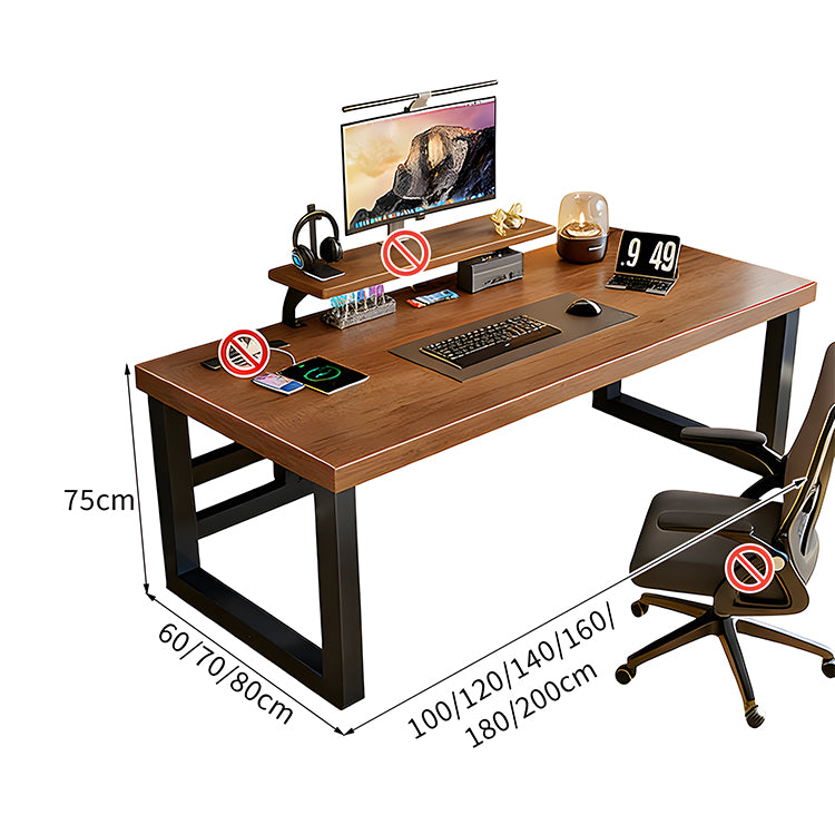 デスク　インドア　室内　パソコンデスク　天然木　広い天板　分厚い　モニター置き棚　炭素鋼フレーム　頑丈　口字型　安定性　落ち着き　重厚感　カスタマイズ可能　SNZ-C040
