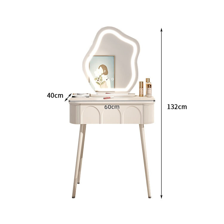 ドレッサー　化粧台　化粧　鏡台　アーチ状仕上がり　ＬＥＤライト　メイクライト　明るさ調整　引き出し　仕切り　エコ板材　角丸加工　アイアン脚　オシャレ　モダン　実用　HZT-C005 chickagu