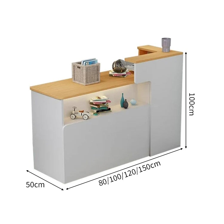 会社用　業務用　収納機能　角丸　木製受付カウンター　レセプションデスク　レジカウンター　受付カウンター　エントランス受付　シンプル　ホワイト　カスタマイズ可能　JDT-C014　chickagu