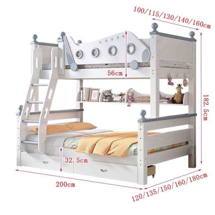 ２段ベッド ベッド 子供用 天然木 チェリー材 耐久性 安定性 引き出し フック 収納ラック キャスター ベッドガード はしご 階段 デザイ –  CHICKAGU