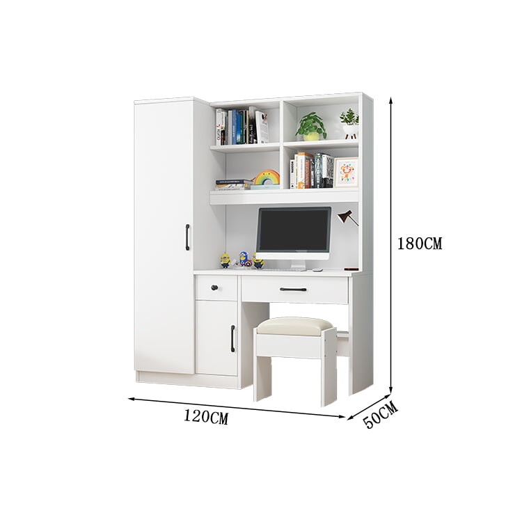 クローゼット　ワードローブ　壁面収納　デスク　収納棚　多段式　配線穴キャップ　エコ板材　上置き収納　物干し竿　大容量　多目的　機能的　ホワイト　グレー　カスタマイズ可能　YG-K010