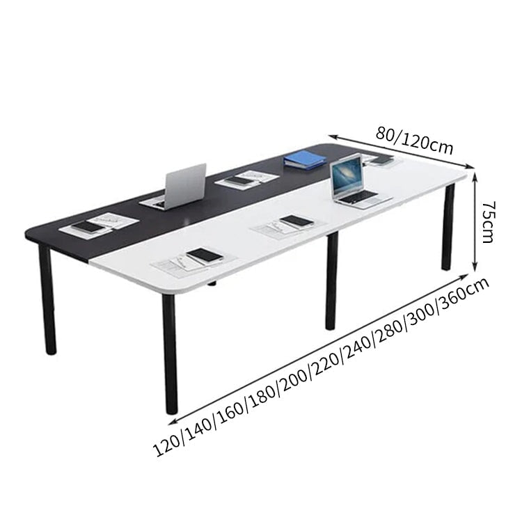 会議テーブル　長方形テーブル　商談テーブル　打ち合わせ　バイカラーデザイン　仕上げ　スチールフレーム　メラミン化粧板　おしゃれ　ブラック　ホワイト　カスタマイズ可能　HYZ-C005 CHICKAGU