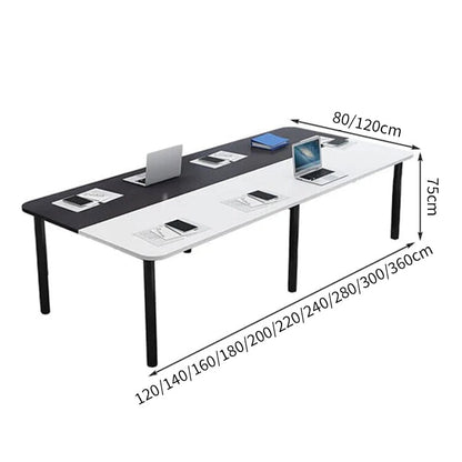 会議テーブル　長方形テーブル　商談テーブル　打ち合わせ　バイカラーデザイン　仕上げ　スチールフレーム　メラミン化粧板　おしゃれ　ブラック　ホワイト　カスタマイズ可能　HYZ-C005 CHICKAGU