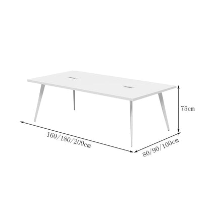 会議テーブル　大型会議テーブル　ミーティング　配線ボックス　広い天板　スチールフレーム　安定性　厚み　エコ板材　ミニマル　洗練　実用　ホワイト　オーク chickagu