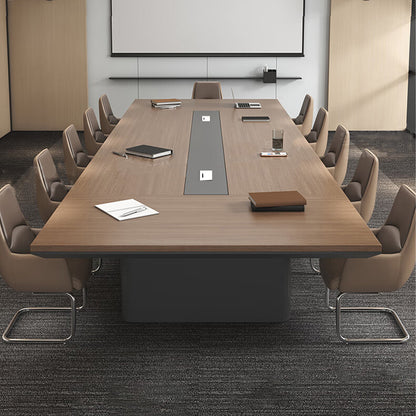 事務机　木目調　オフィスデスク　ミーティングテーブル　大型会議テーブル　厚さ　広さ　配線ボックス　高級感　ゆったり　SL-HYZ-036