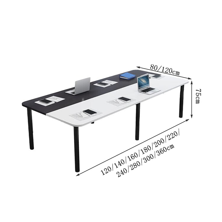 会議テーブル　長方形テーブル　商談テーブル　打ち合わせ　バイカラーデザイン　仕上げ　スチールフレーム　メラミン化粧板　おしゃれ　ブラック　ホワイト　カスタマイズ可能　HYZ-C005    CHICKAGU