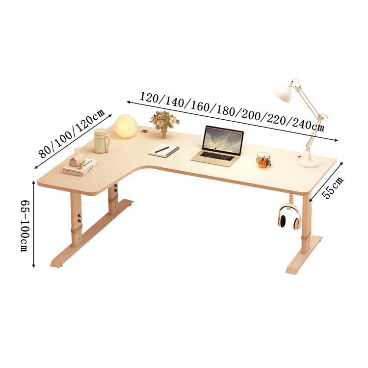 デスク　インドア　Ｌ字型　広い天板　昇降可能　ダブル配線穴キャップ　収納棚　有孔ボード　スチールフレーム　角丸加工　安定性　丈夫　シンプル　使い勝手　 SNZ-C004