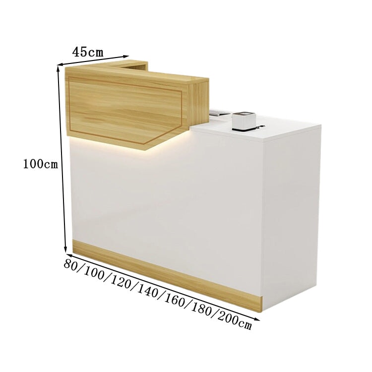 エコ板材　扉付き収納　引き出し　錠付き　上部天板　配線孔　LEDライト　広め　ゆとり　受付カウンター　カウンター　レジ台　すっきり　シンプル　機能的　ホワイト　カスタマイズ可能　JDT-K055
