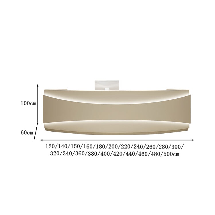 受付カウンター　ハイカウンター　レジカウンター　カウンター　応接用　美容院　サロン　弧状デザイン　ＬＥＤライト　大容量　扉付き　引き出し　鍵付き　おしゃれ　カスタマイズ可能　JDT-C055　