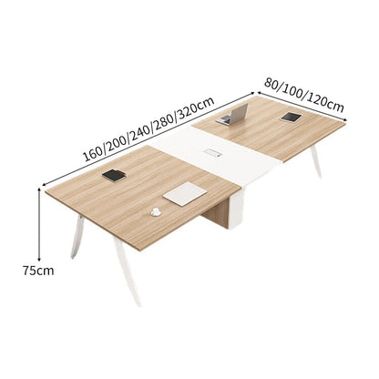 炭素鋼脚　八の字構造　安定性　中間脚　配線ボックス　メラミン化粧板　安全無臭　会議テーブル　ミーティング　テーブル　会議用　木目調　ナチュラル　カスタマイズ可能　HYZ-C075
