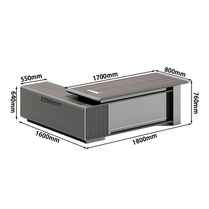 エグゼクティブデスク　オフィスデスク　役員用デスク　ワークデスク　ワイヤリングボックス　サイドキャビネット　ダイヤル錠　重厚感　グレー　カスタマイズ可能　LBZ-C094　CHICKAGU