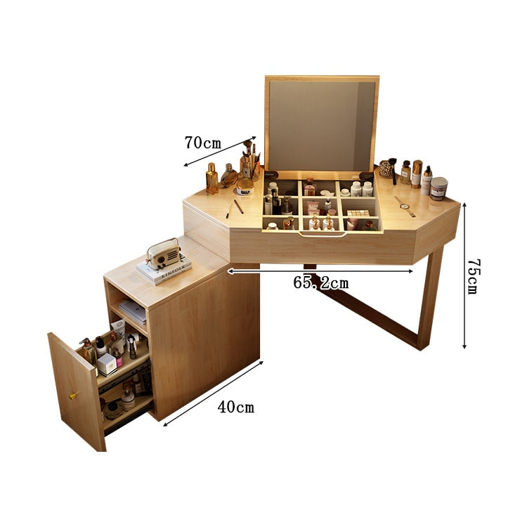 ドレッサー 鏡台 化粧台 化粧用 コンパクト コーナー設置可能 回転可能鏡 収納 キャビネット 仕切りデザイン 伸縮可能 天然木 ナチュラル –  CHICKAGU