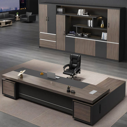 ホットメルトエッジ　エグゼクティブデスク　社長机　法人　社長室　応接室　役員用デスク　役員机　オフィスデスク　ウォールナット　カスタマイズ可能　 LBZ-T008　