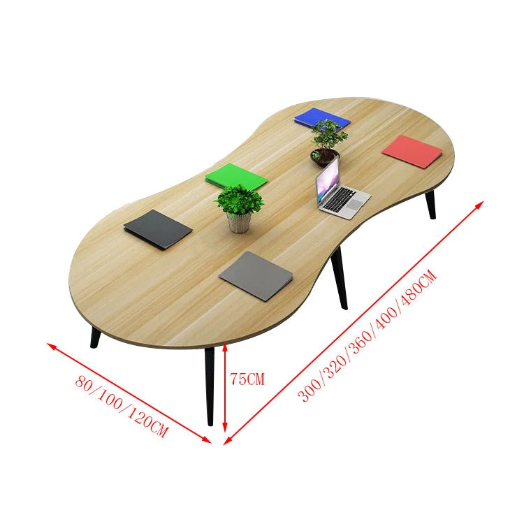 会議テーブル　ミーティングテーブル　会議机　会議室　ワークデスク　スチールフレーム　カーブ型天板　シンプル　ホワイト　カスタマイズ可能　