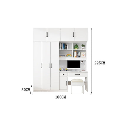 クローゼット　ワードローブ　壁面収納　デスク　収納棚　多段式　配線穴キャップ　エコ板材　上置き収納　物干し竿　大容量　多目的　機能的　ホワイト　グレー　カスタマイズ可能　YG-K010