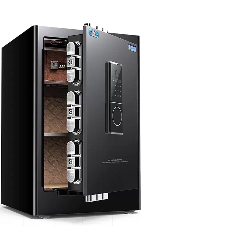 金庫　スチール金庫　業務用　焼付塗装　指紋認証　パスワード解錠　モバイル通知機能　通報機能　プッシュンつまみ　遠隔解錠　ブラック　ブラウン　BXG-010