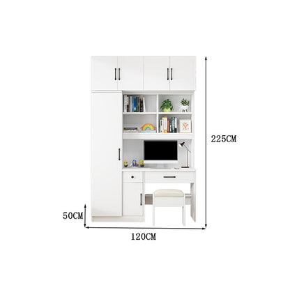 クローゼット　ワードローブ　壁面収納　デスク　収納棚　多段式　配線穴キャップ　エコ板材　上置き収納　物干し竿　大容量　多目的　機能的　ホワイト　グレー　カスタマイズ可能　YG-K010