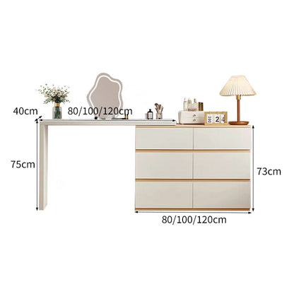 木目調　伸縮　回転　広い天板　鏡　メイクライト　三段階調整　引き出し　大容量　機能的　実用　簡素　ホワイト　ドレッサー　鏡台　化粧台　化粧用　メイク用　HZT-C009　chickagu