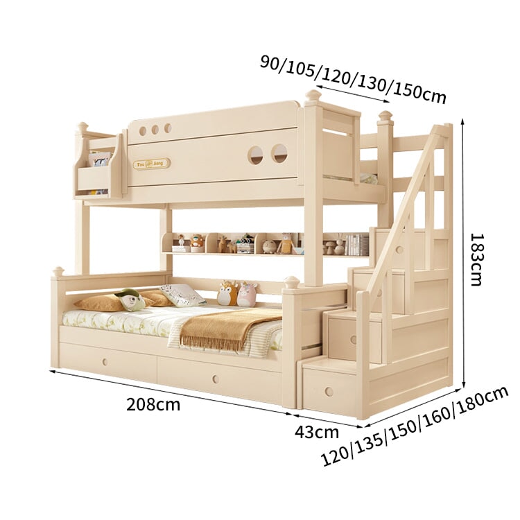 ２段ベッド　ベッド　子供用　分割可能　天然木　チェリー材　すのこ　ベッドガード　太い角柱　取っ手付きはしご　収納　引き出し　跳ね上げ収納　カスタマイズ可能　SCC-C037　chickagu