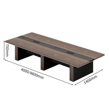 重厚感　厚い天板　幅広　配線ボックス　安定性　会議テーブル　テーブル　ミーティング　木目調　落ち着き　上質　カスタマイズ可能　HYZ-C023　chickagu