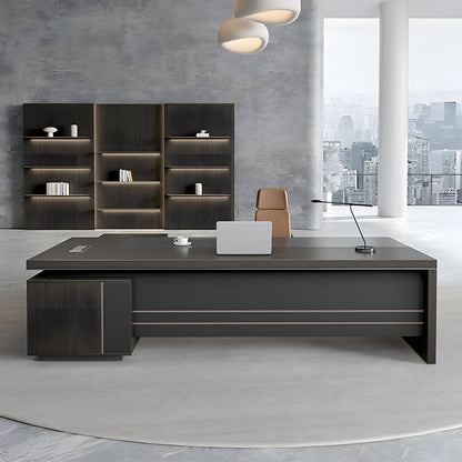 社長デスク　ボスデスク　幕板付き　スチール脚　ダイヤル錠　収納スペース　PC収納　エレガント　洗練　シンプル　LBZ-605