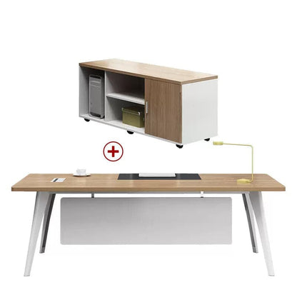 デスク　オフィスデスク　エグゼクティブデスク　社長机　事務机　作業机　つくえ　幕板付き　キャビネット付き　角丸　スチール　バイカラー 　ロック付き　LBZ-402