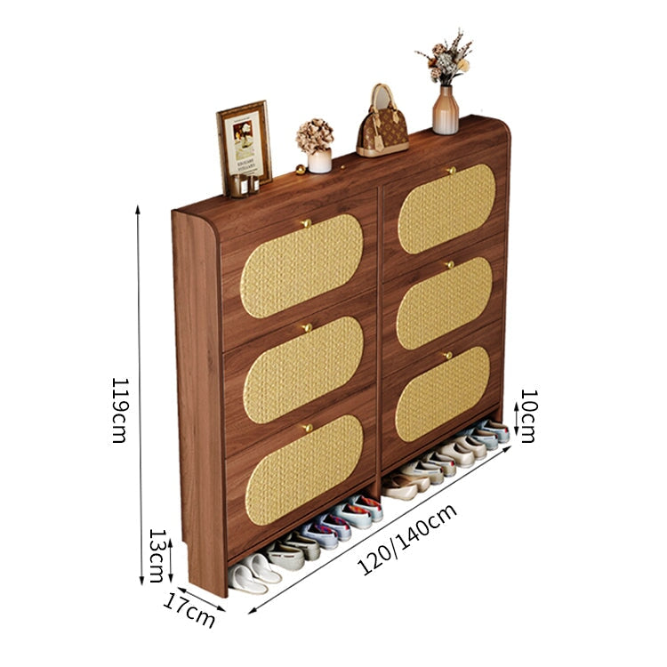 シューズボックス　下駄箱　玄関収納　靴収納　多段式　分類収納　藤編み模様の革　巾木よけ　下開き扉　実用　コンパクト　ロトロ　XG-C059　chicakagu