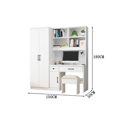 クローゼット　ワードローブ　壁面収納　デスク　収納棚　多段式　配線穴キャップ　エコ板材　上置き収納　物干し竿　大容量　多目的　機能的　ホワイト　グレー　カスタマイズ可能　YG-K010