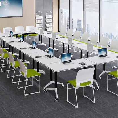 会議用テーブル　会議テーブル　テーブル　会議室　メラミン化粧板　折りたたみ可能　シンプル　ホワイト　厚い天板　カスタマイズ可能　HYZ-C082