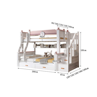 ベッド　二段　二段ベッド　子供用　すのこ　丈夫　高耐荷重　安定性　階段　収納　引き出し　分類収納　簡素　機能的 　CHICKAGU