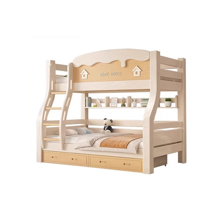 二段ベッド　ベッド　子供用　可愛い　収納　安全　天然木　木材　おしゃれ　はしご　階段　引き出し　カスタマイズ可能　CHICKAGU