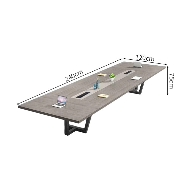 木目調　幅広　厚み　重厚感　安定性　会議テーブル　テーブル　ミーティング　配線ボックス　Ｔ字型　スチールフレーム　落ち着き　上質　カスタマイズ可能　HYZ-C025　chickagu