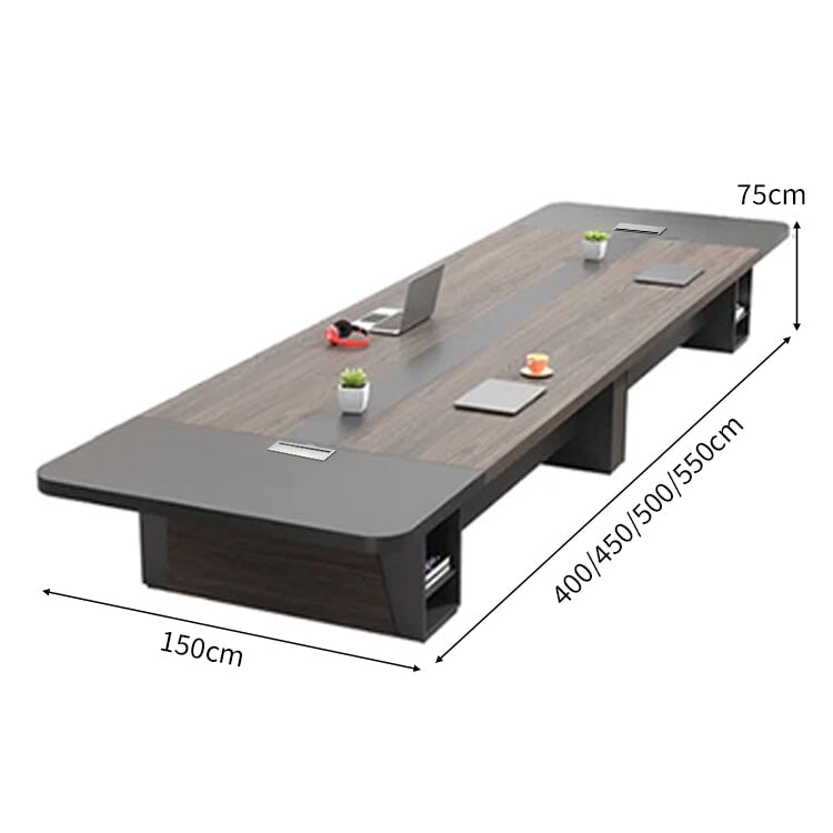 幅広い　バイカラー　厚い天板　コンセント　キャビネット　電源ポート　安定性　落ち着き　上質　高級感　オフィスデスク　応接テーブル　会議テーブル　会議室　カスタマイズ可能　HYZ-C007