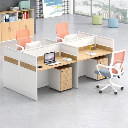 収納付きデスク　作業机　事務机　パーティション　サイドキャビネット　配線穴　エコ板材　オフィスデスク　ホワイト　ナチュラル　木目調　SL-BGZ-038
