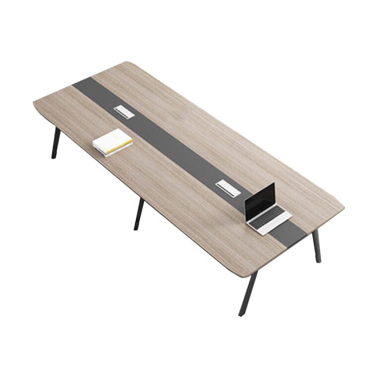 会議テーブル　ミーティングテーブル　長方形テーブル　大型オフィステーブル　木目調　配線ボックス付き　角丸　シンプル　ナチュラル　カスタマイズ可能　CHICKAGU